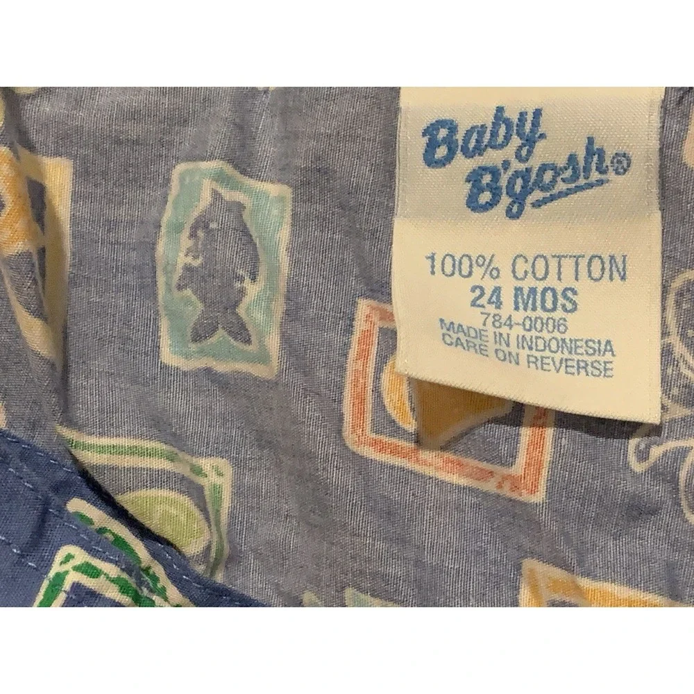 Vintage Baby Oshkosh B'gosh Overalls Size 24 Months Sea Life Ocean Fish Crab